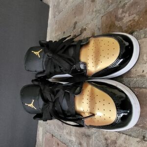 Kids Black and Gold Sneakers
